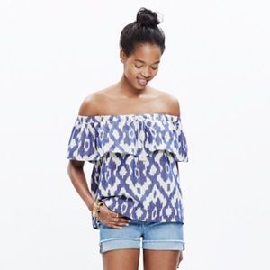 Madewell Ikat off shoulder top blouse small
